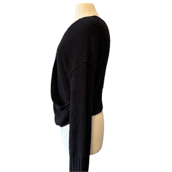 Free People | Sensual Wrap Sweater | Black Boucle Knit | Size S/M (No Tag) - Picture 5 of 8